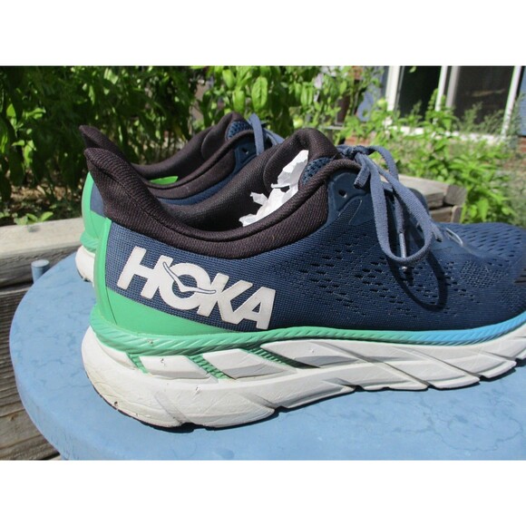 Hoka One One Clifton 7 Men Size 12.5 D Blue Green Running Athletic Shoes 1110508 main image 5